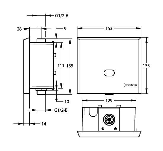 Urinalspolning inbyggnad